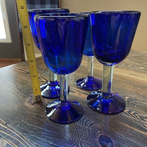 Cobalt Blue Glass Goblet Set of 4 - Picture 6 of 10